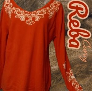 Vintage 90s Reba Studded Western Pull Over Sweater Curvy Size XL